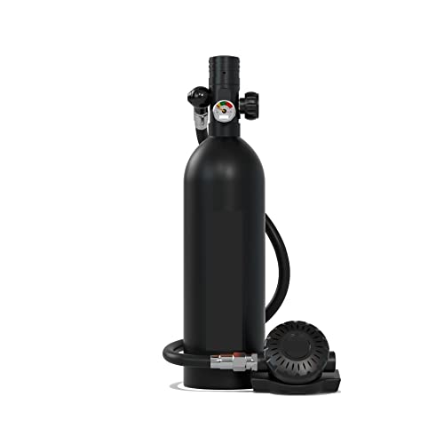 OUTFYT 1L Notfall-Ersatztauch-Atemschutzmasken-Set, Sauerstoffflasche, Einfach Und Tragbar Tauchausrüstung für Tauchflaschen(Color:Noir) von OUTFYT