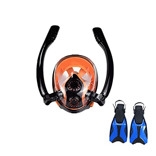 OUTFYT Atemschutzgerät for Brandungstauchen, Schwimmausrüstung, Schnorchel, Kleine Tragbare Sauerstoffflasche, Miniatur Tauchausrüstung für Tauchflaschen(Color:Mask+Flippers) von OUTFYT