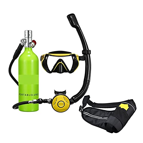 OUTFYT Schnorchel-Unterwassertauch-Rebreather-Tauchgerät, Tragbare Tiefschnorchelausrüstung Tauchausrüstung für Tauchflaschen(Color:Silverhead in Green Bottle) von OUTFYT