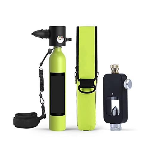 OUTFYT Schwimmen, Freitauchen, 0,5 L, Auslass Mit Konstantem Druck, Notausstiegs-Atemschutzmasken-Set Tauchausrüstung für Tauchflaschen(Color:Green) von OUTFYT