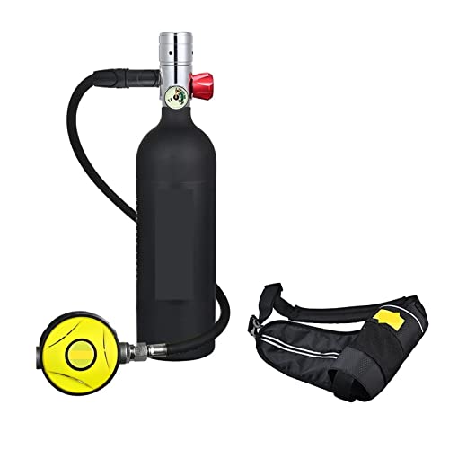 OUTFYT Tragbare Sauerstoffflasche for Tauchen Mit 1 L Fassungsvermögen Tauchausrüstung für Tauchflaschen(Color:Black Bottle Silver Head) von OUTFYT