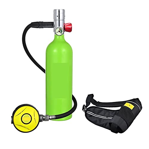 OUTFYT Tragbare Sauerstoffflasche for Tauchen Mit 1 L Fassungsvermögen Tauchausrüstung für Tauchflaschen(Color:Green Bottle Silver Head) von OUTFYT