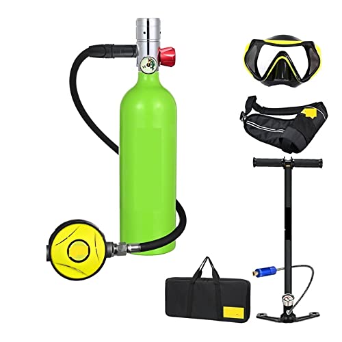OUTFYT Tragbare Sauerstoffflasche for Tauchen Mit 1 L Fassungsvermögen Tauchausrüstung für Tauchflaschen(Color:Green Bottle Silver Head) von OUTFYT