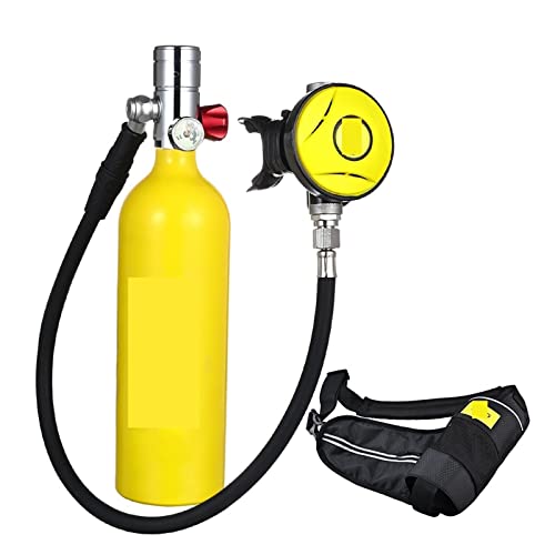 OUTFYT Tragbare Sauerstoffflasche for Tauchen Mit 1 L Fassungsvermögen Tauchausrüstung für Tauchflaschen(Color:Yellow Bottle Silver Head) von OUTFYT