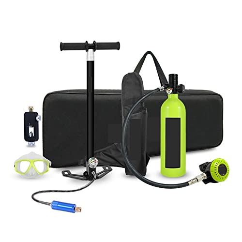 OUTFYT Tragbare Tauchausrüstung, 1 L Atemschutzgerät, Hochdruck-Luftpumpe, Reißverschlusstasche Tauchausrüstung für Tauchflaschen(Color:Green) von OUTFYT