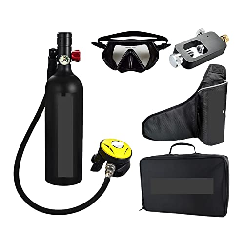 OUTFYT Tragbares Tauch-Atemschutzgerät for Den Außenbereich Im Erwachsenenstil, Ausgestattet Mit Einer Sauerstoffflasche Mit 1 L Fassungsvermögen Tauchausrüstung für Tauchflaschen(Color:Black Suit D) von OUTFYT