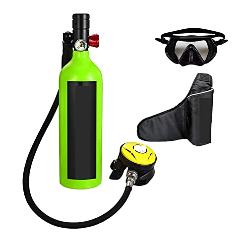 OUTFYT Tragbares Tauch-Atemschutzgerät for Den Außenbereich Im Erwachsenenstil, Ausgestattet Mit Einer Sauerstoffflasche Mit 1 L Fassungsvermögen Tauchausrüstung für Tauchflaschen(Color:Green Set A) von OUTFYT