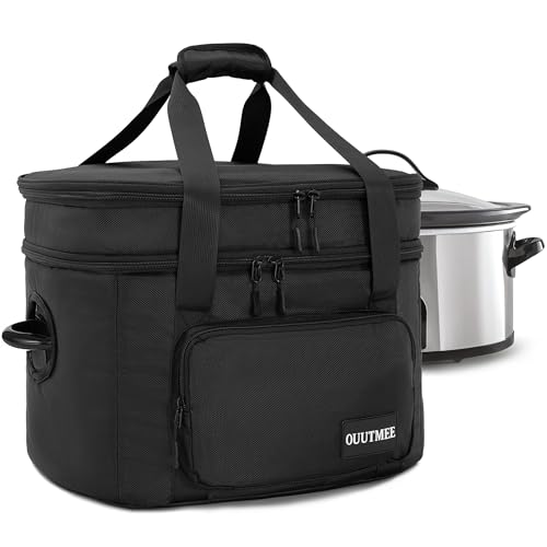OUUTMEE Slow Cooker Reisetasche, 2 Schichten, für Slow Cooker, kompatibel mit 6, 7, 8 Quart Crock-Pot, isolierter Reiseträger mit leicht zu reinigendem Futter von OUUTMEE