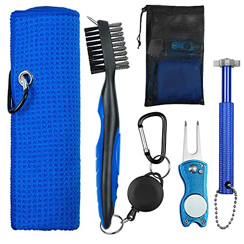 OUYILE Golf Club Cleaner,Golf Handtuch,Golf Club Pinsel,Golf Club Groove Sharpener und Divot Repair Tool mit Golf Pouch Bag,Golf Zubehör für Männer,Golf Ball Cleaner von OUYILE