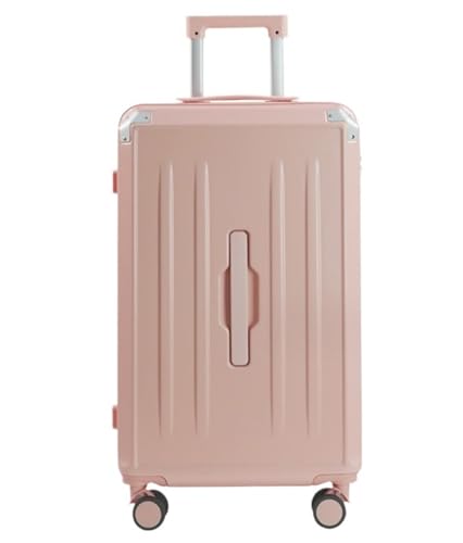 OUYUE Koffer Gepäck Für Damen-Koffer Mit Getränkehalter, USB-Spinnerräder, Hartschalengepäck Mit Schloss Reisekoffer (Color : Rosa, Size : 24in) von OUYUE