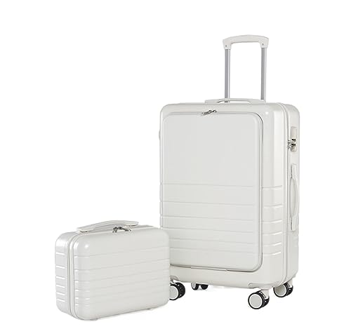 OUYUE Koffer Gepäck-Koffer-Teileset, Handgepäck-Rollwagen Aus ABS + PC, Langlebiges Reisegepäck Reisekoffer (Color : White, Size : 24+14in) von OUYUE