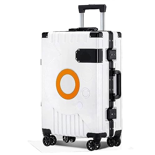 OUYUE Koffer Leichter Koffer Mit TSA-Schloss, Universalrädern, Aluminiumrahmen, Handgepäck Reisekoffer (Color : White, Size : 24 inch) von OUYUE