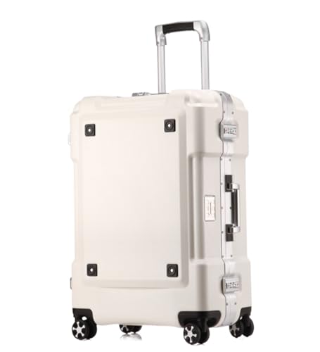 OUYUE Koffer Reisekoffer, Verdicktes Gepäck Mit Doppelrollen, Hartschalen-Handgepäckkoffer Reisekoffer (Color : White, Size : 24in) von OUYUE
