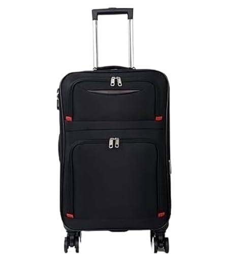OUYUE Koffer Softside-Gepäck Mit Spinnerrädern, Erweiterbarer Softside-Handgepäckkoffer, Aufgegebenes Gepäck Reisekoffer (Color : Black, Size : 22in) von OUYUE