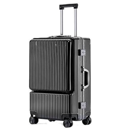 OUYUE Koffer Wiederaufladbares Handgepäck Mit Rädern, Trocken- Und Nasstrennung, Aufgegebenes Gepäck Reisekoffer (Color : Black, Size : 20in) von OUYUE