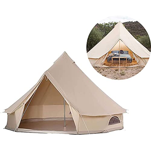 3/4/5/6 m Outdoor-Campingzelt 4-Jahreszeiten-Familienglocken-Tipi-Zelte zum Wandern und Jagen, Jurtenzelt mit Bodenplane mit Reißverschluss und Kamin Vision von OUZBEM