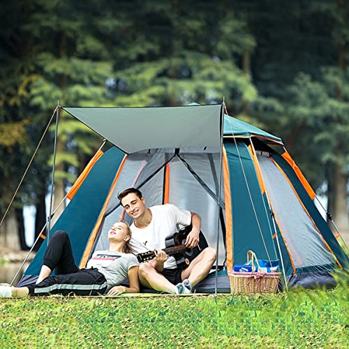 4-Personen-Zelte Campingzelt Außenzelt Wasserdichtes faltbares Zelt mit Feuchtigkeitspolster 10D wasserdichtes Gewebe, Familienpartyzelt für Gras, Strand, Park (Farbe: Grün) Vision von OUZBEM