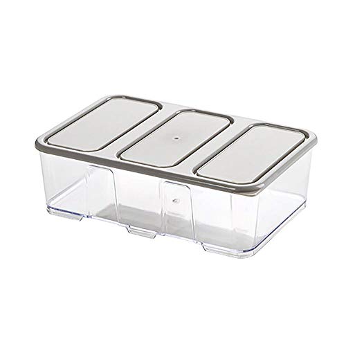Bento-Box, 1600/1000/700 ml, Gefrierschrank-Aufbewahrungsbox, stapelbare Lebensmittel-Aufbewahrungsbehälter aus Kunststoff mit Deckel, Küchenschrank, Schreibtisch-Organizer (Farbe: Weiß 1600 ml) (Grau von OUZBEM