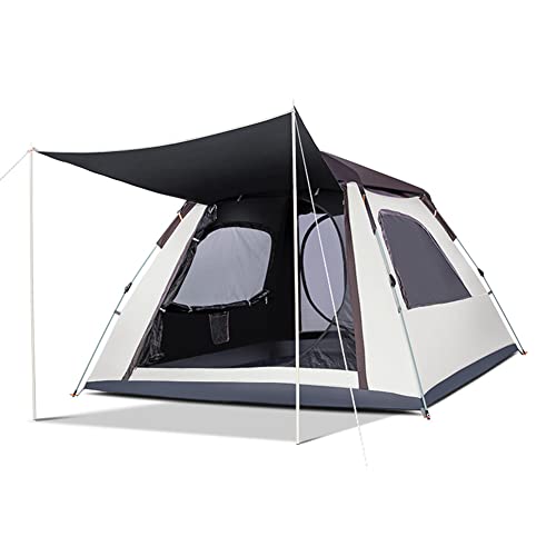 Camping-Pop-Up-Zelt für 3–4 Personen, wasserdichtes Familienzelt mit Rainfly-Sofort-Kabinenzelt für Camping, Rucksackreisen, Wandern und Musikfestivals im Freien Vision von OUZBEM