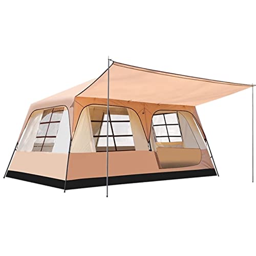 Doppelschichtiges Zelt für Camping mit Veranda, Familienkabinenzelte für 12 Personen, 2 Räume, gerade Wand, 3 Türen und 3 Fenster mit Netz, wasserdicht, großes Kuppelzelt für Outdoor, Picknick, von OUZBEM