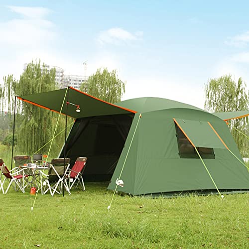 Familienzelte für 6–10 Personen, Campingzelt mit Matte, 2 Foyerstangen, 2-lagiges wasserdichtes großes Zelt mit Tragetasche, Strandzelt im Freien für Erwachsene Kinder (Farbe: Grün) Vision von OUZBEM