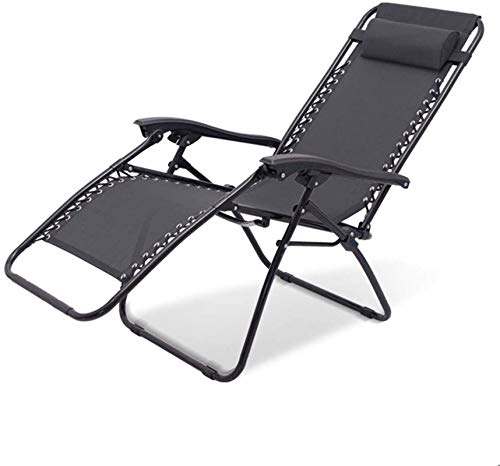 Leichter klappbarer Liegestuhl, klappbare Terrassen-Loungesessel, verstellbarer Sitz, Sonnenlounge-Liegestuhl mit Konturkissen, schwarze Sonnenliege, Gartenstühle (Farbe: Schwarz, Größe: 177 x 110 von OUZBEM