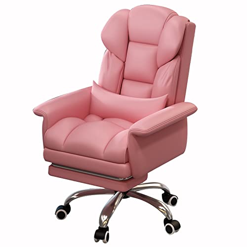 OUZBEM Bürostuhl, sitzendes bequemes Latexkissen + 360°-Drehung + Fußstütze, anhebbarer Leder-Chefsessel (Pink 98_108*45cm) Vision von OUZBEM