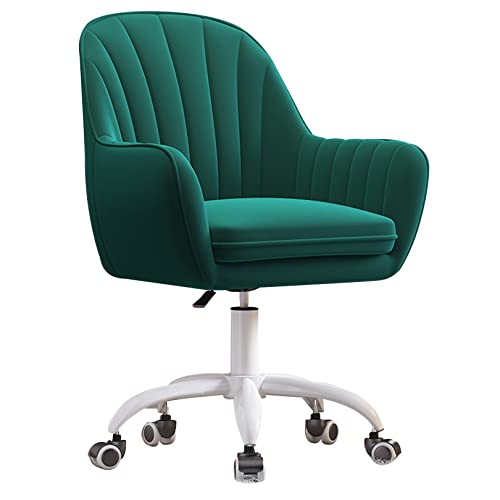 OUZBEM Ergonomischer Bürostuhl, samtige Home-Office-Schreibtischstühle mit Armlehnen, Lendenwirbelstütze und Kissen und weißer Basis (grün) Vision von OUZBEM