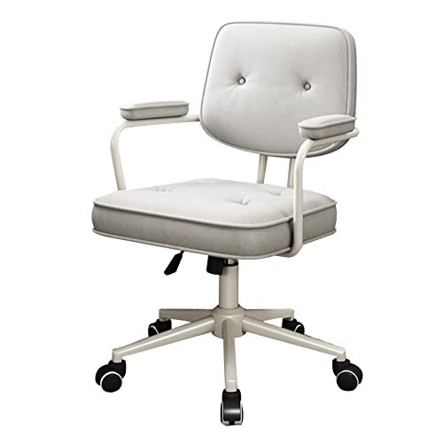 OUZBEM Home-Office-Stuhl, Schreibtischstuhl aus technischem Stoff, Computerstuhl mit mittlerer Rückenlehne, Verstellbarer, ergonomischer Arbeitsrollstuhl (weiß) Vision von OUZBEM