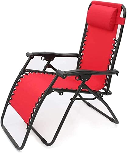 OUZBEM Klappbarer Schwerelosigkeitsstuhl, gepolsterter Terrassen-Loungesessel, übergroßer Verstellbarer Liegestuhl, Rasenstuhl, für Outdoor, Camping, Terrasse, Rasen (Farbe: Rot, Größe: 1) Vision von OUZBEM
