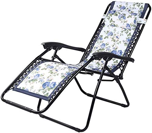 OUZBEM Leichter, zusammenklappbarer Liegestuhl für den Außenbereich, Strand-Lounge-Stuhl, Verstellbarer Chaiselongue-Stuhl, Liegestuhl für Sonnenterrasse, Garten-Liegestuhl mit Kissen, Fotofarbe, von OUZBEM