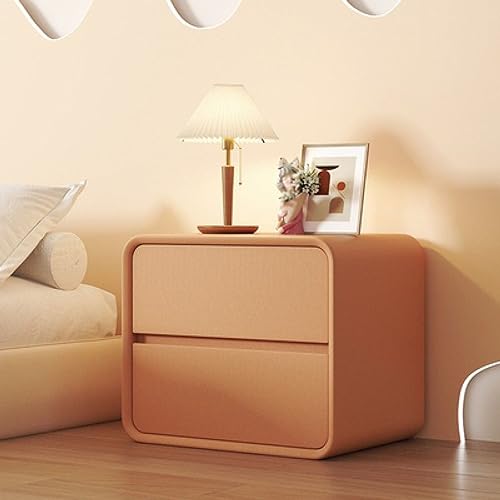 OUZBEM Nachttisch mit 2/3 Schubladen, brauner moderner Sofa-Beistelltisch mit ausziehbarer Ablage für Schlafzimmer, Wohnzimmer, Holzbraun (Zwei Schichten von 40 cm) Vision von OUZBEM