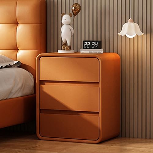 OUZBEM Nachttisch mit 2/3 Schubladen, brauner moderner Sofa-Sofa-Beistelltisch mit ausziehbarer Ablage für Schlafzimmer, Wohnzimmer, Holzbraun (DREI Schichten von 25 cm) Vision von OUZBEM