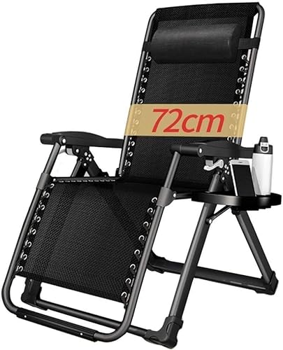 OUZBEM Übergroße zusammenklappbare Zero-Gravity-Stühle, Strandterrasse, Garten, Camping, Outdoor-Sonnenliege, Liegestuhl, tragbarer Lounge-Stuhl für zu Hause (Farbe: Schwarz, Größe: 1) Vision von OUZBEM