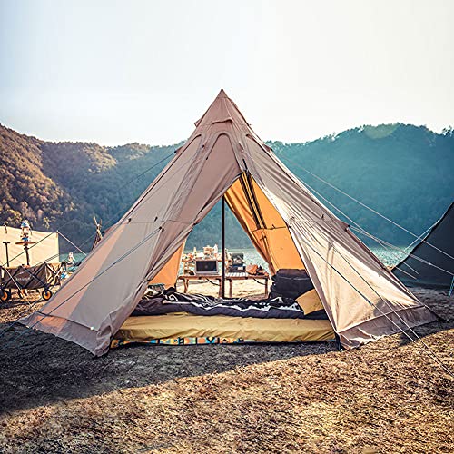 Outdoor-Campingzelte für 4 Personen – tragbares wasserdichtes Pyramiden-Tipi-Zelt, achteckiges Tipi-Zelt für Erwachsene, Indianerzelte mit Ofenloch, Camping-Kirchturm-Jurtenzelt Vision von OUZBEM