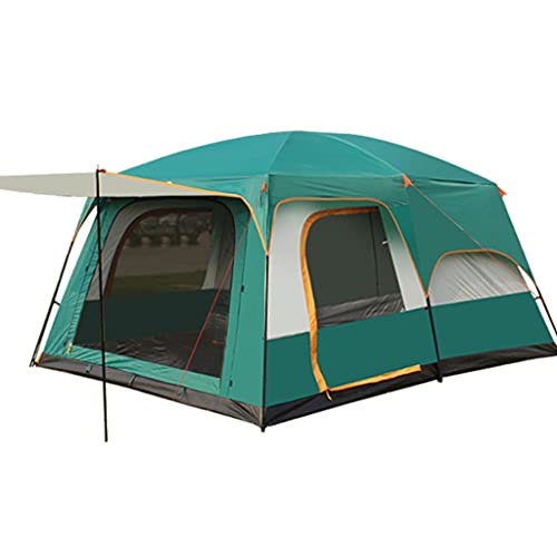Outdoor-Zelt, Campingzelt für 6 Personen, Familienzelte für Camping, wasserdicht, Zelt mit Wohnzimmer und separaten Räumen, 4-Jahreszeiten-Zelte, großer Familienunterschlupf (Farbe: Grün) Vision von OUZBEM