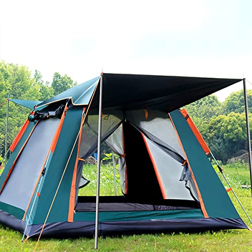 Pop-Up-Zelt für 5–6 Personen, Familienzelt für 6 Personen, große Zelte für Camping, Wandern, Party, Sonnenschutz/Festival-Essential, tragbar, mit Tragetasche (Farbe: Grün) Vision von OUZBEM