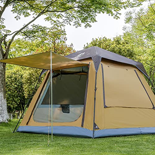 Sonnenschutzzelt PU3000MM Zelt für Camping für 4–6 Personen, Pop-up-Zelt, tragbares Strandzelt, Garten-Sonnenschutzpavillons, für Picknick, Wandern und Reisen (Farbe: Braun) Vision von OUZBEM