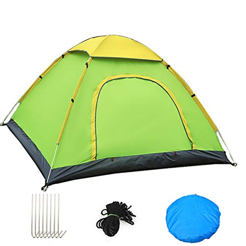 Strandzelt, Pop-Up-Zelte für Doppel-/3 bis 4 Personen, automatisch öffnendes Doppelschichtzelt, Regen- und sonnensicheres tragbares Strandcampingzelt, grün, 2 bis 3 Personen Vision von OUZBEM