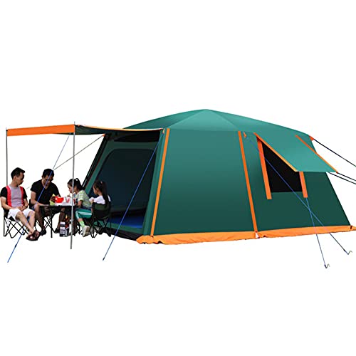 Wasserdichtes Kuppelzelt mit Veranda, automatisches Pop-up-Zelt, Sonnenschutz, einfacher Aufbau, doppellagige Familien-Campingzelte mit Tragetasche für Camping im Freien, Angeln, Grillen Vision von OUZBEM