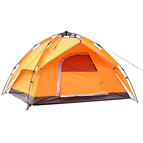 Zelt, automatisches Zelt im Freien, 3–4 Personen, doppelschichtiges Zelt, Doppel-Mehrspieler-Camping-Camping-Strandzelt, Orange Vision von OUZBEM