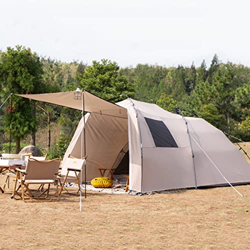 Zelte für Camping 4 Personen 124x89x64 Zoll Pop-up-Zelte für Erwachsene 4-Mann-Zelt, Rucksackzelt mit 1 Wohnzimmer + 1 Schlafzimmer, Familienzelte für Camping (Farbe: Hellbraun) Vision von OUZBEM