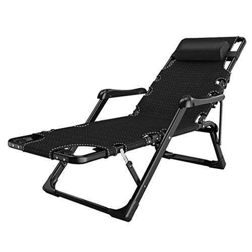 Zero Gravity Lounge Chair, Liegestuhl für Sonnenliegen, robust |Klappbarer Garten-Liegestuhl mit Fußstütze |Liegestühle mit Getränkehalter |Zero-Gravity-Stühle flach liegend, schwarz, max.160 kg von OUZBEM