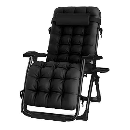 Zero Gravity Lounge Chair, Sun Lounger Recliner Chair Relaxer mit Getränkehalter |Klappbare Gartenstühle für den Außenbereich mit Polsterung und Fußstütze |Sessel für Wohnzimmer Lazy Boy, Black Lounge von OUZBEM