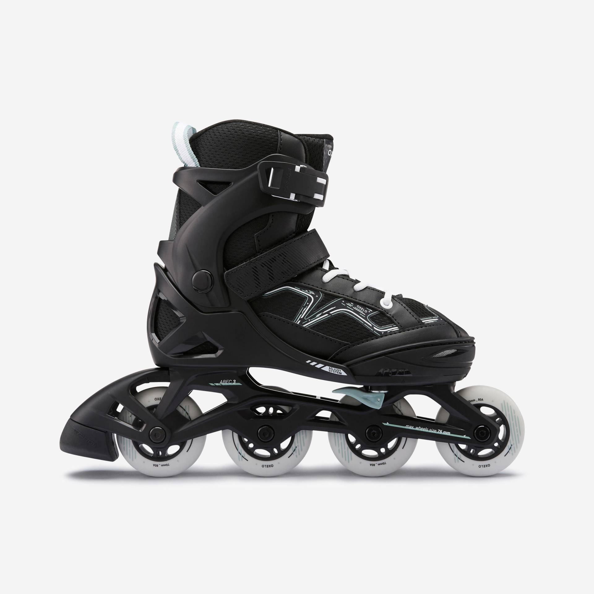 Inline Skates Kinder Fitness FIT3 größenverstellbar schwarz/khaki von OXELO