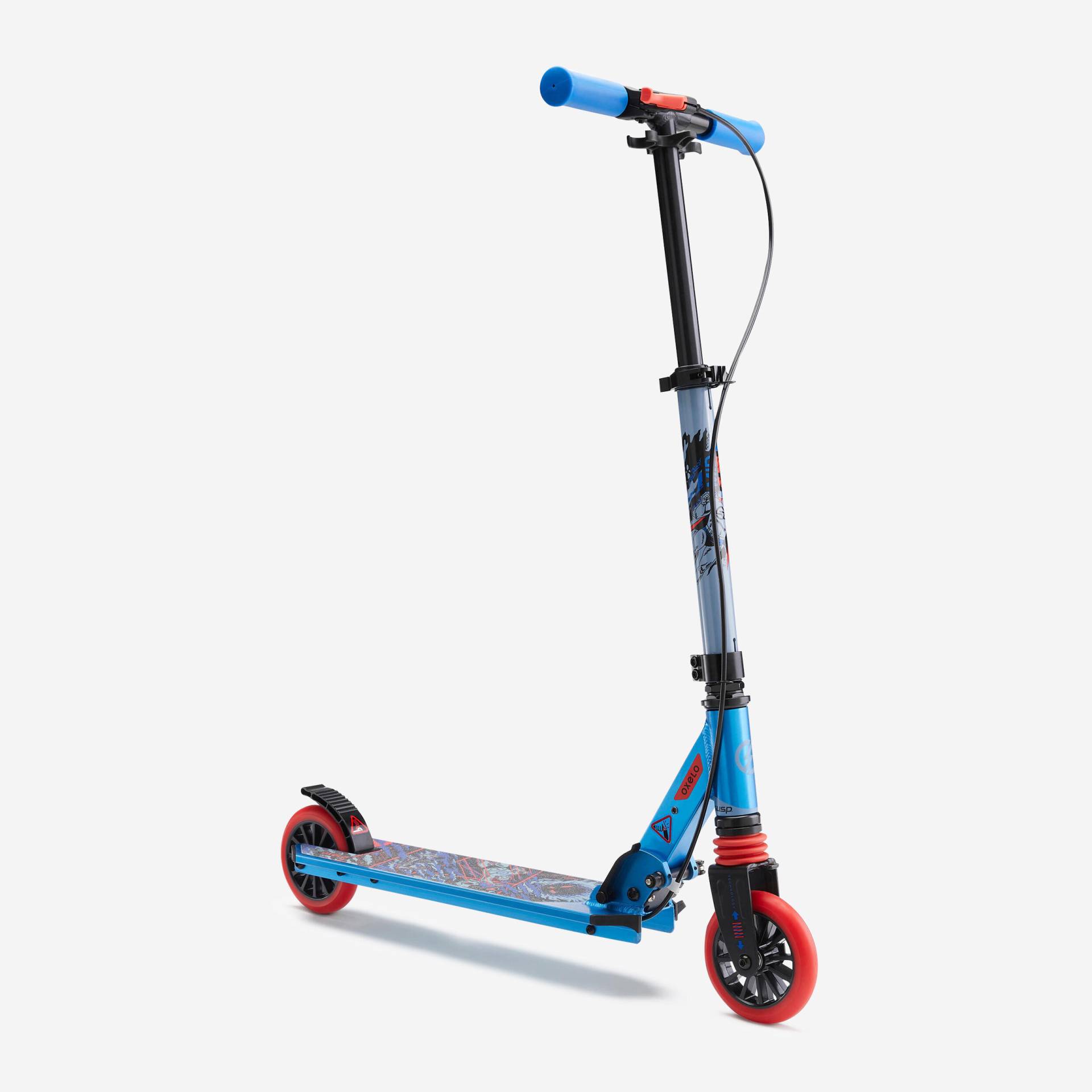 Scooter Tretroller Kinder mit Federung und Lenkerbremse - MID5 blau von OXELO