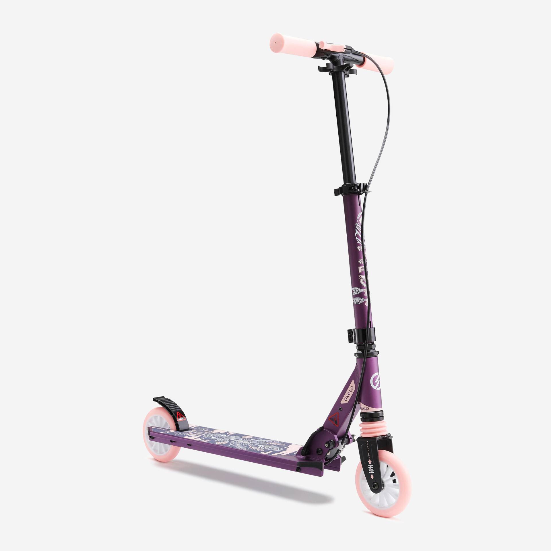 Scooter Tretroller Kinder mit Federung und Lenkerbremse - MID5 violett von OXELO