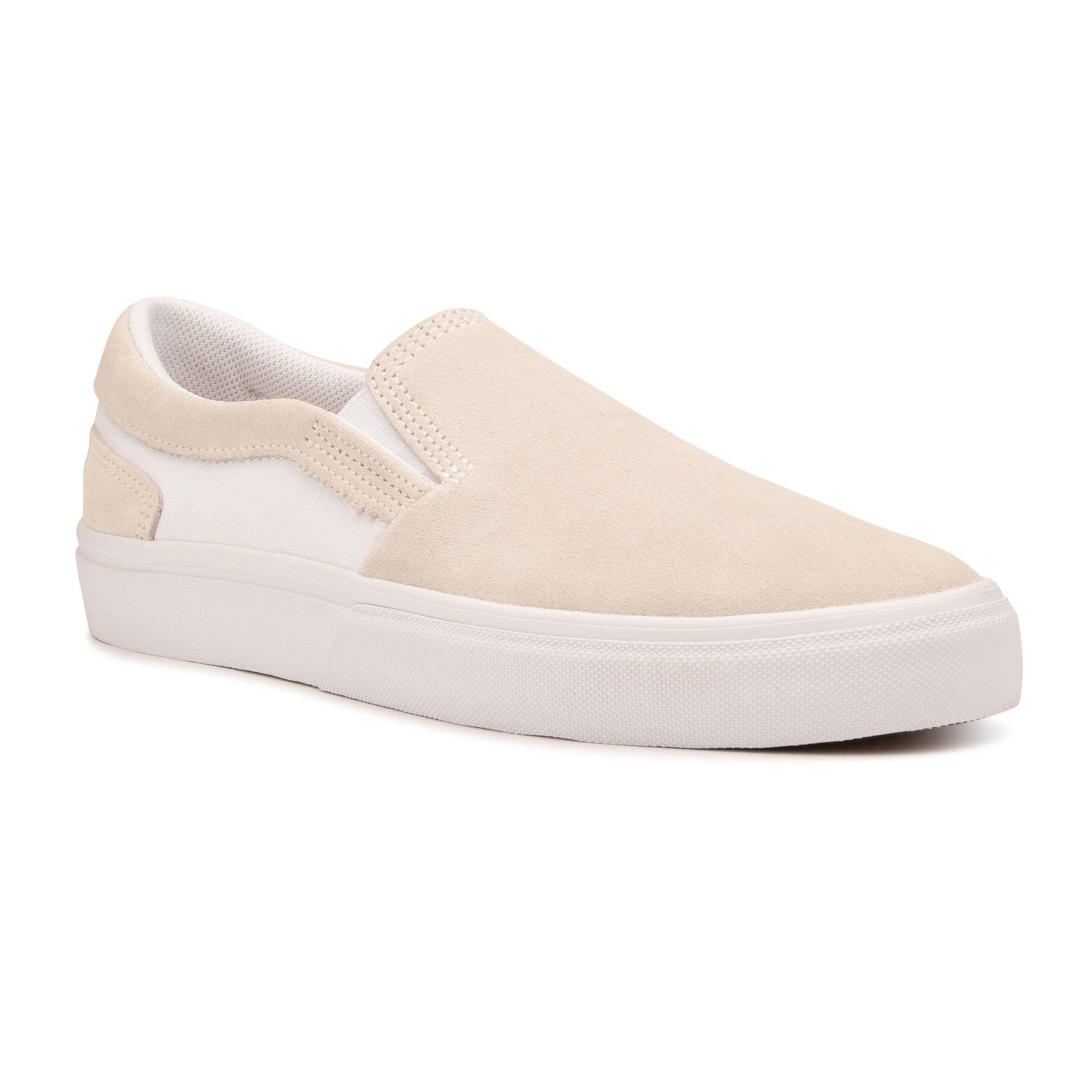 Skateschuh Slip-on niedrig Damen/Herren ohne Schnürung - Vulca 500 weiss von OXELO