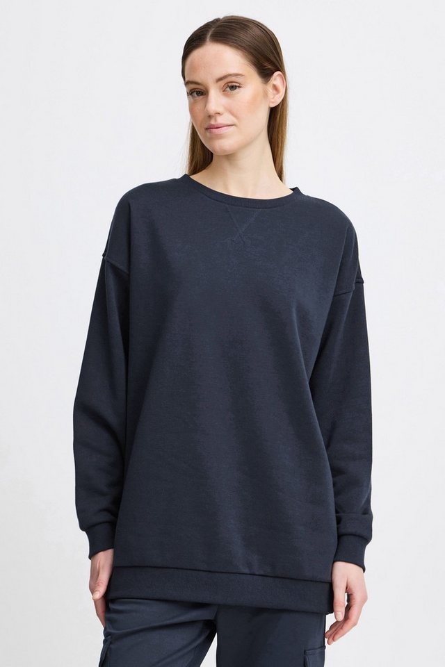 OXMO Sweatshirt OMHillary modischer Rundhalspullover in längerem Schnitt von OXMO