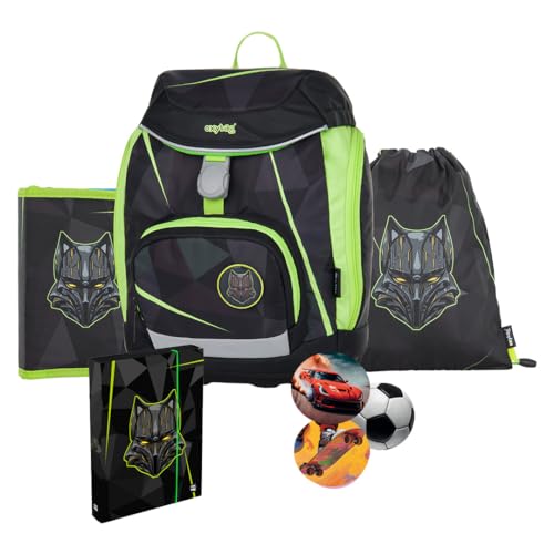 OXY BAG Schulranzen 5 Teilig Ergonomischer Schulrucksack Set Federmappe, Turnbeutel & Austauschbaren Patches Leicht Schulset Jungen Mädchen Schultasche Reflektierenden Elementent Back to School von OXY BAG